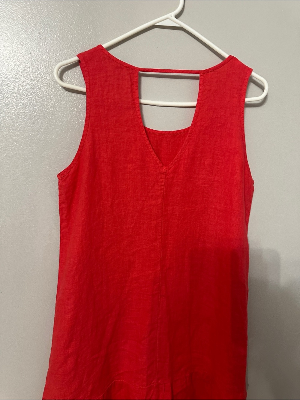 Sleeveless Red Linen Blend Sundress - Picture 3 of 10